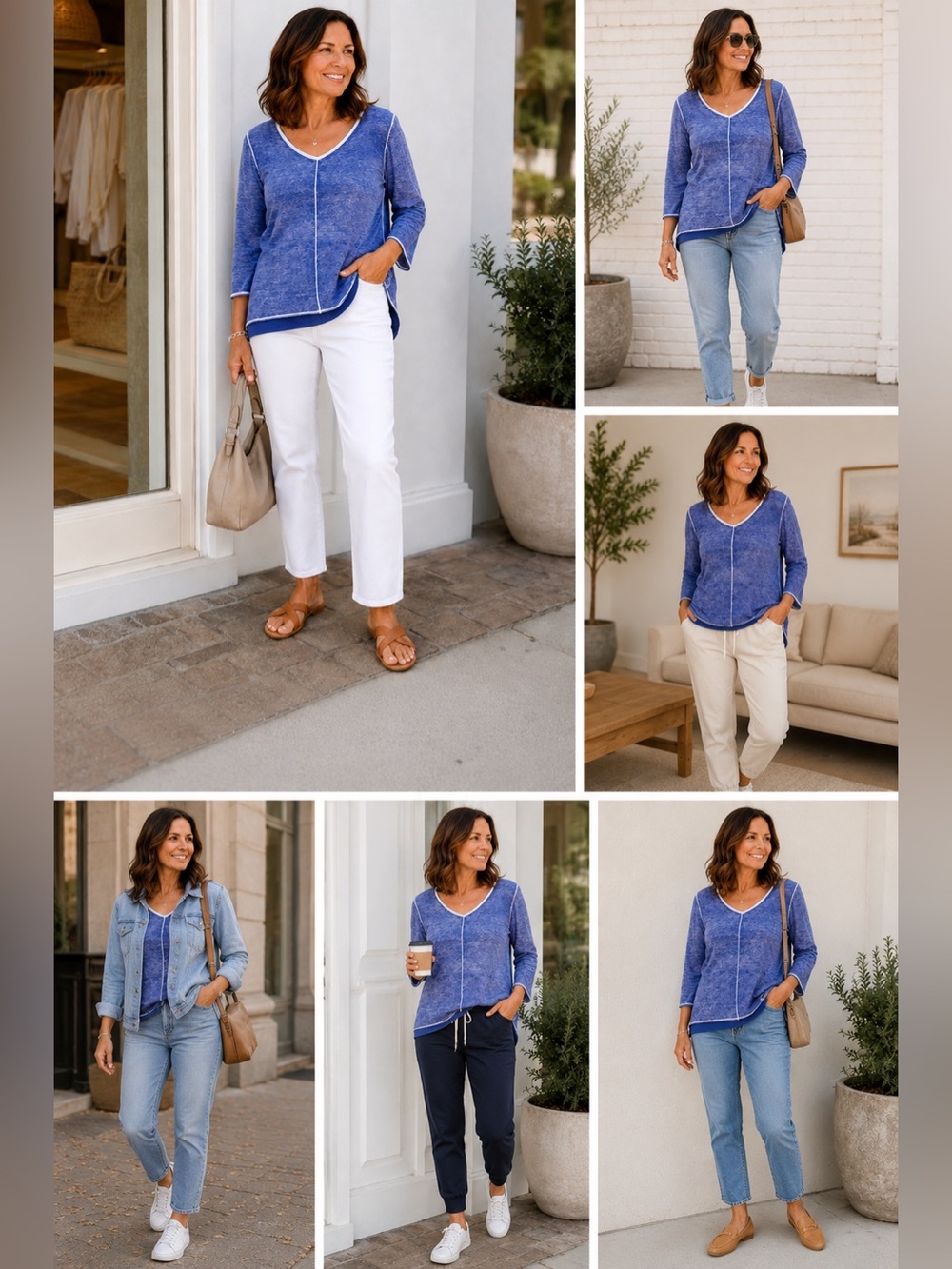Habitat Clothes to Live In Women M Blue Cotton Tunic Top 3/4 Sleeve NWOT - Picture 2 of 7